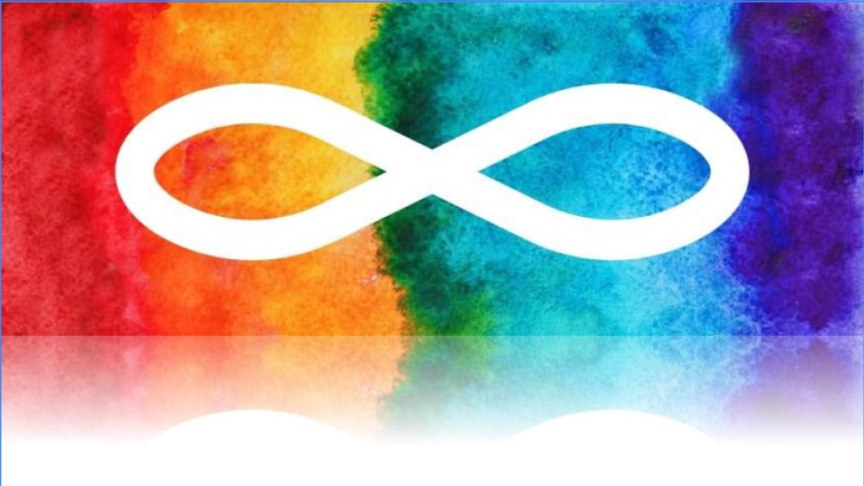Infinity symbol on rainbow background